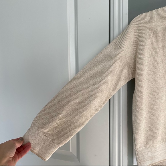 Eleventy Italian Made 100% Cotton Metallic Thread Beige Neutral Knit Cardigan - Picture 5 of 17